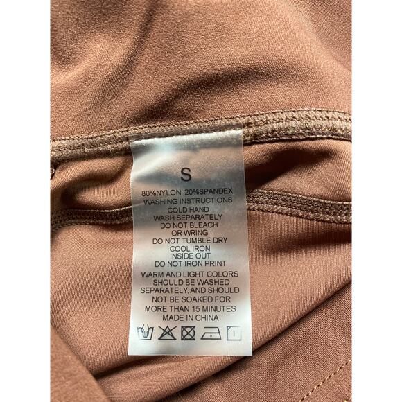 NWOT Women's TomTiger Size S Brown High Waisted Ankle Length Leggings Athleisure - Picture 4 of 4